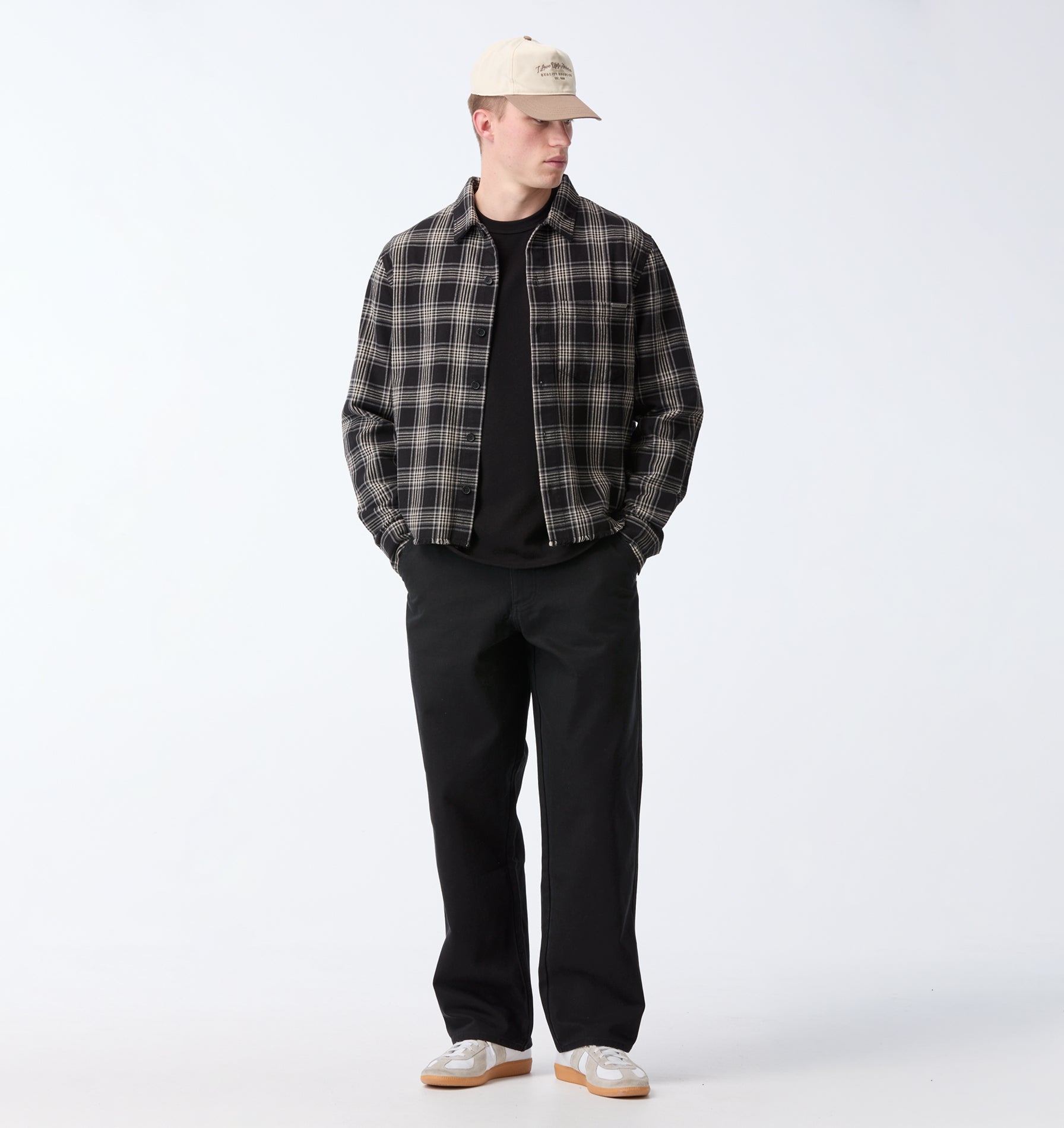 Raw Hem Check Overshirt - Black/Grey