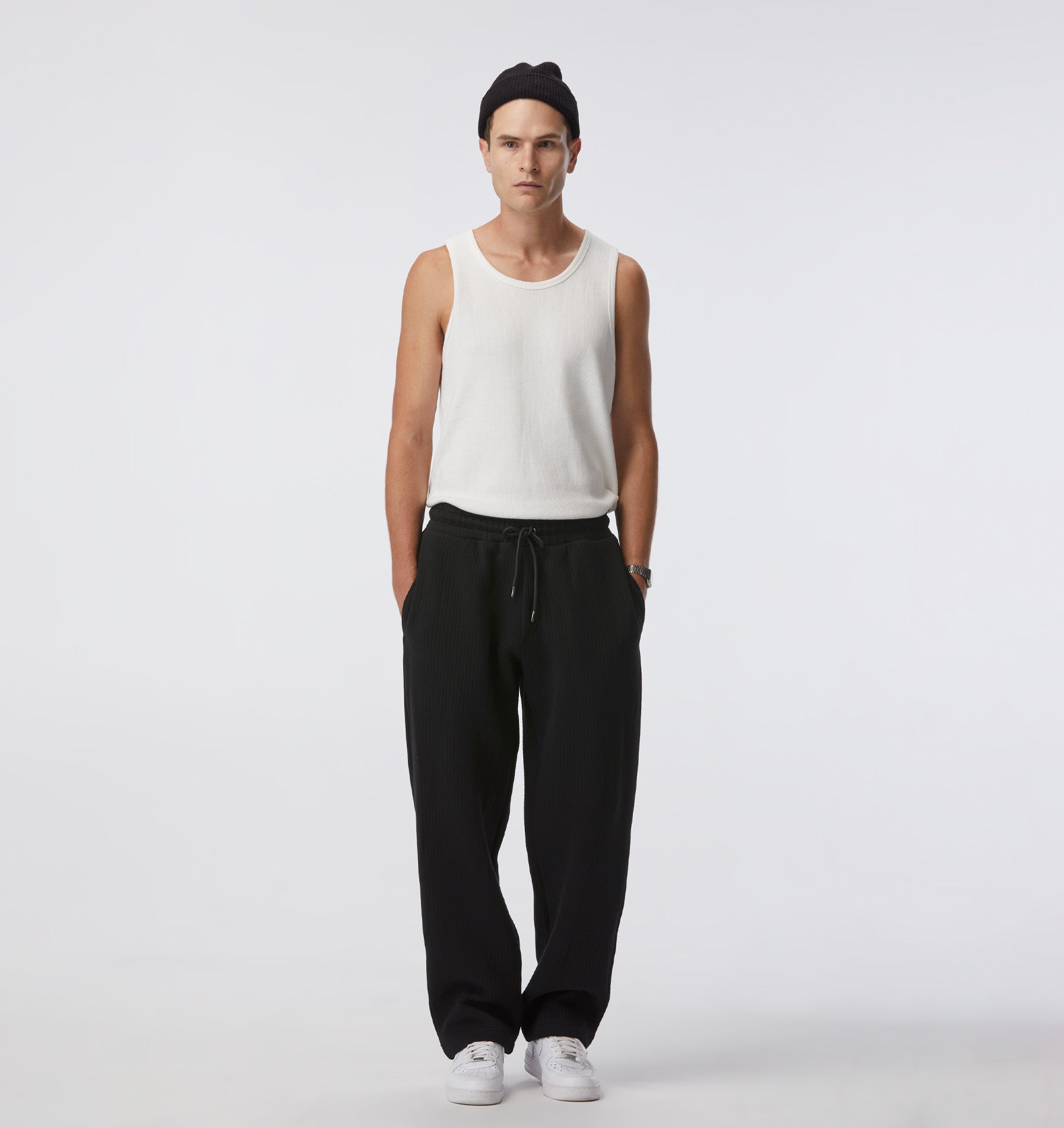 Textured Trackie Pant - Black