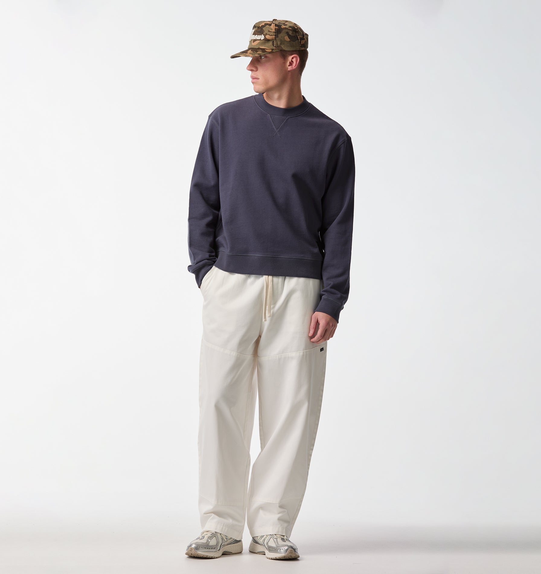 Crop Oversized Crew - Indigo