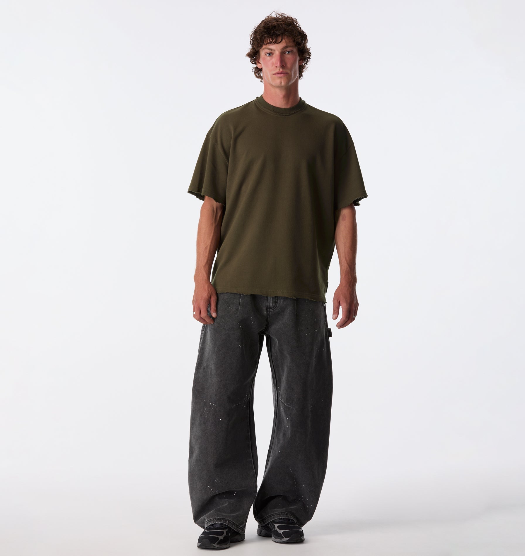 Raw Hem Heavy Box Tee 2.0 - Burnt Olive