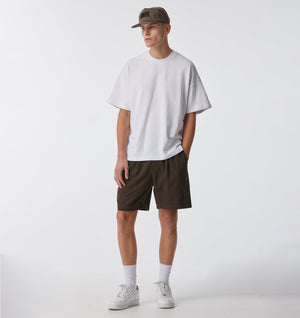 Linen Michael Pleat Short - Espresso