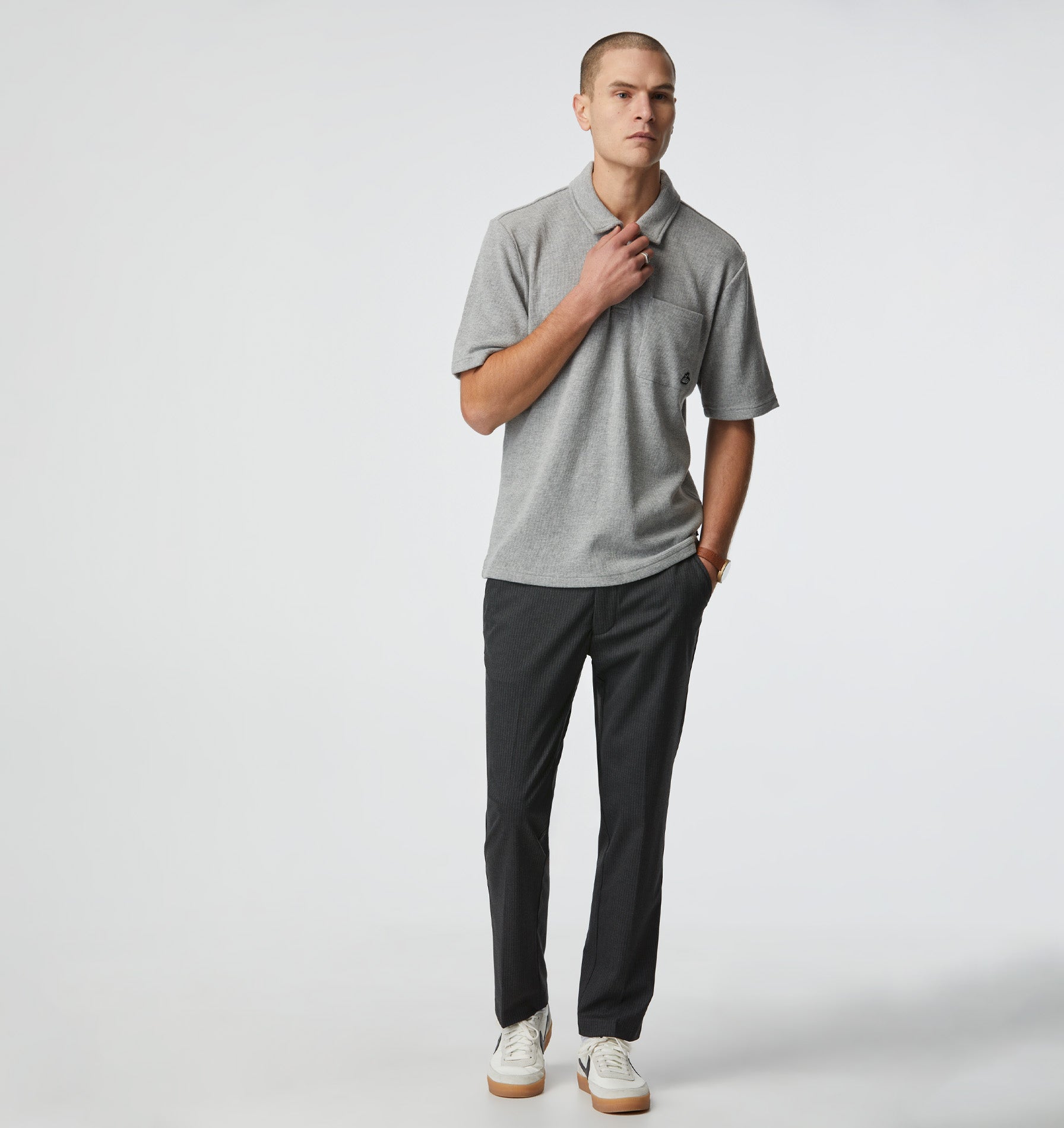 Smart Slim Kobe Pant - Tall - Charcoal Pinstripe