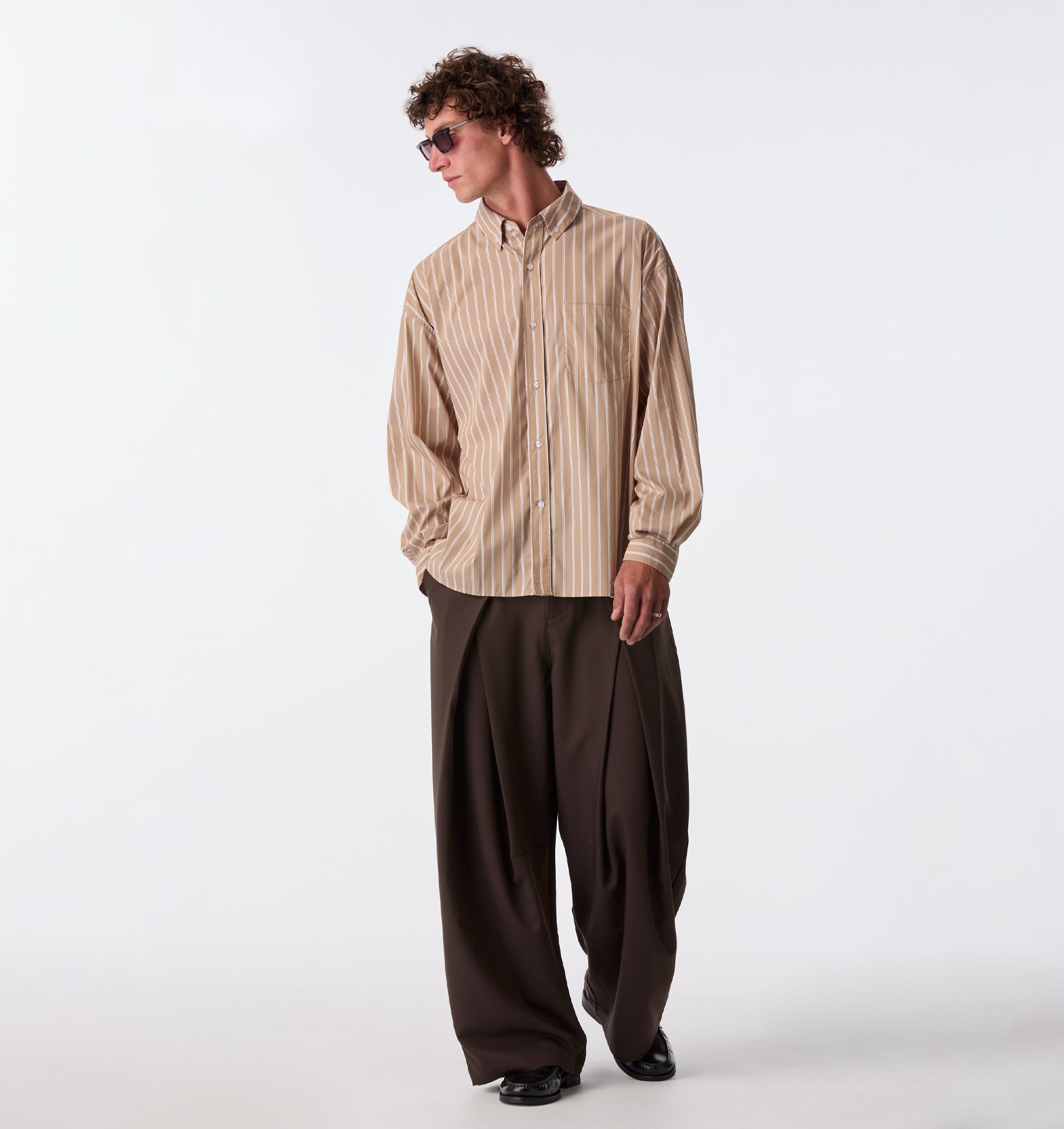 Kingston Oversized Shirt - Mushroom Stripe