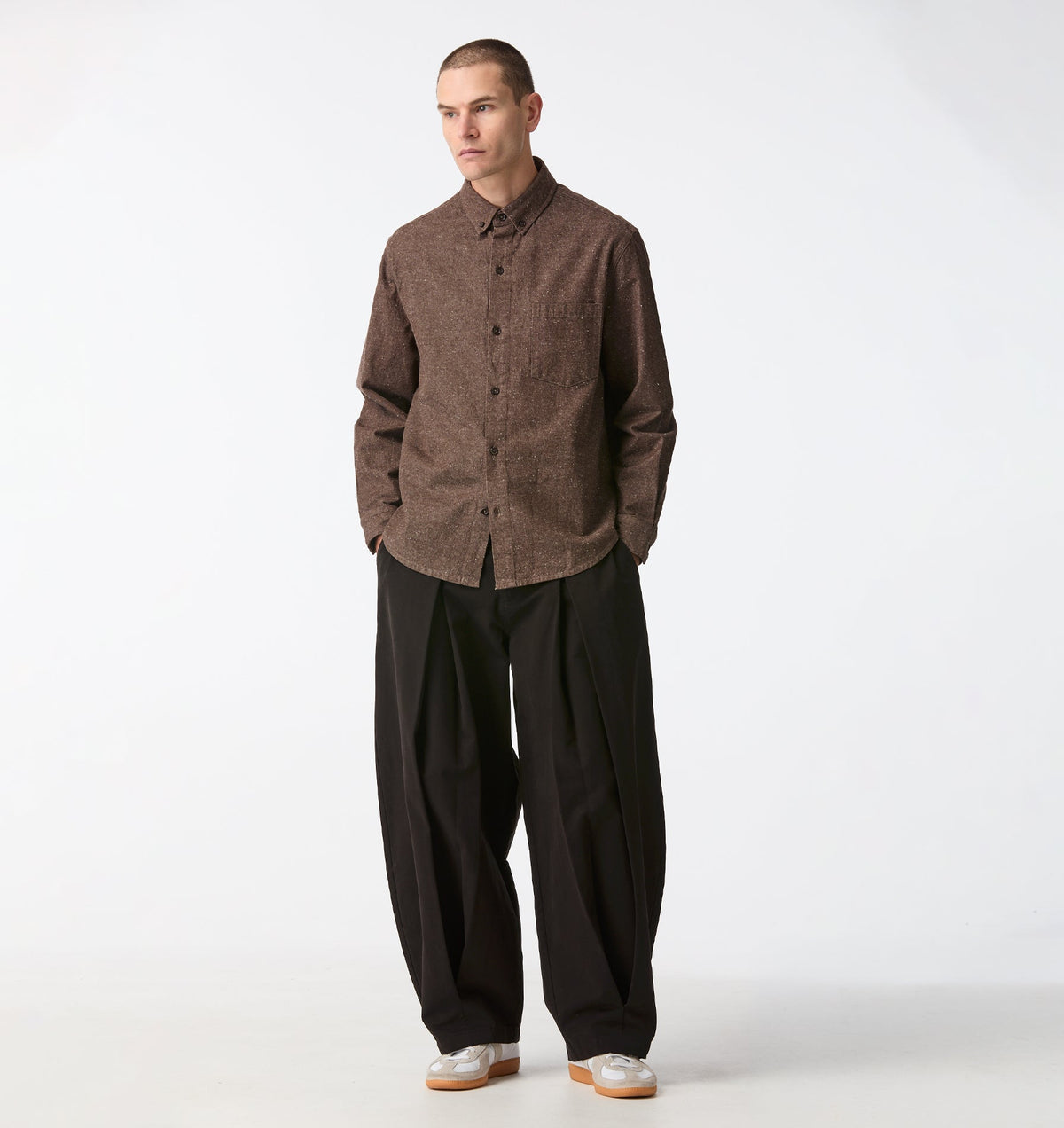 Tweed LS Shirt - Dusky Brown