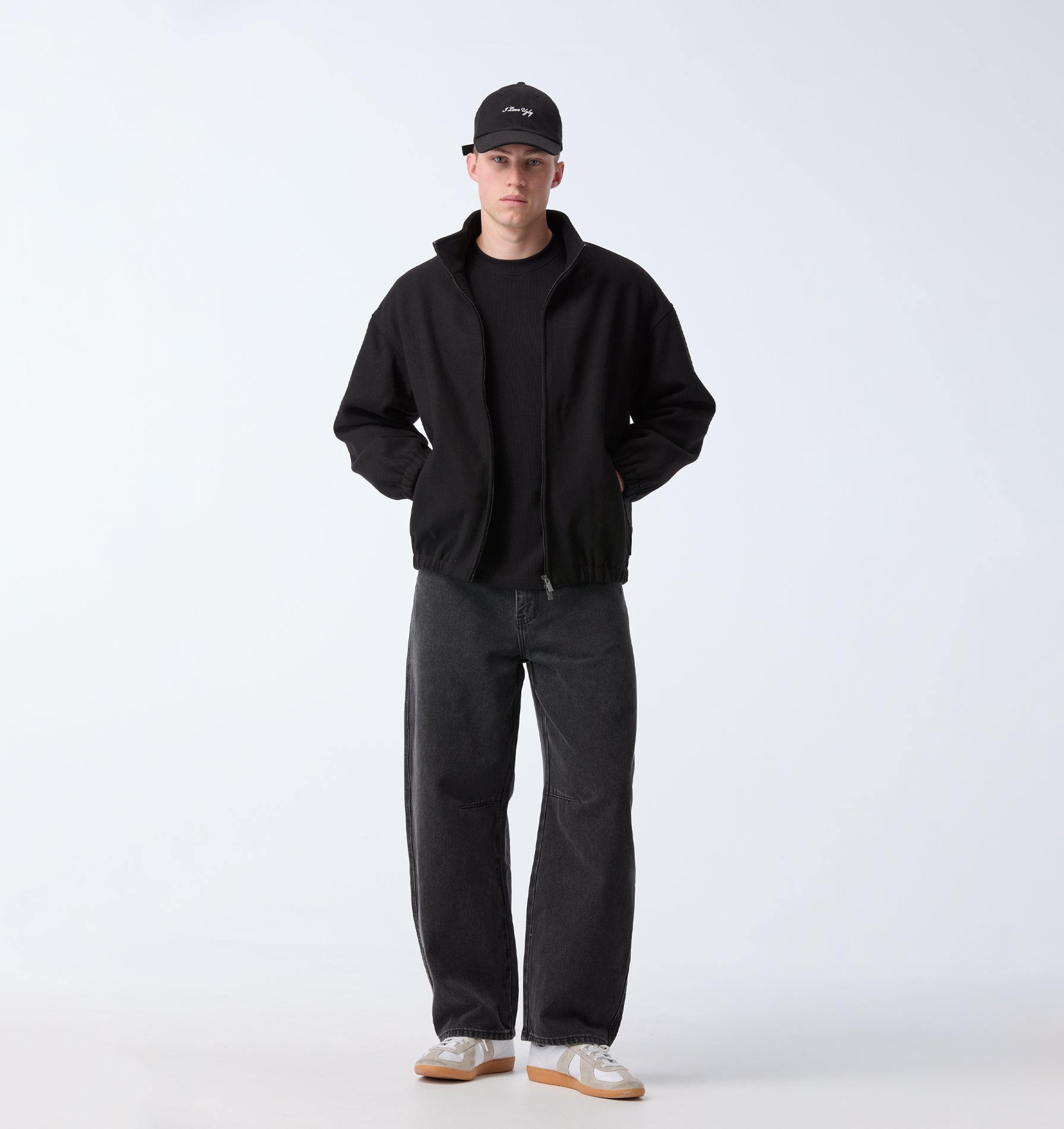 Funnel Neck Jacket - Black Wool