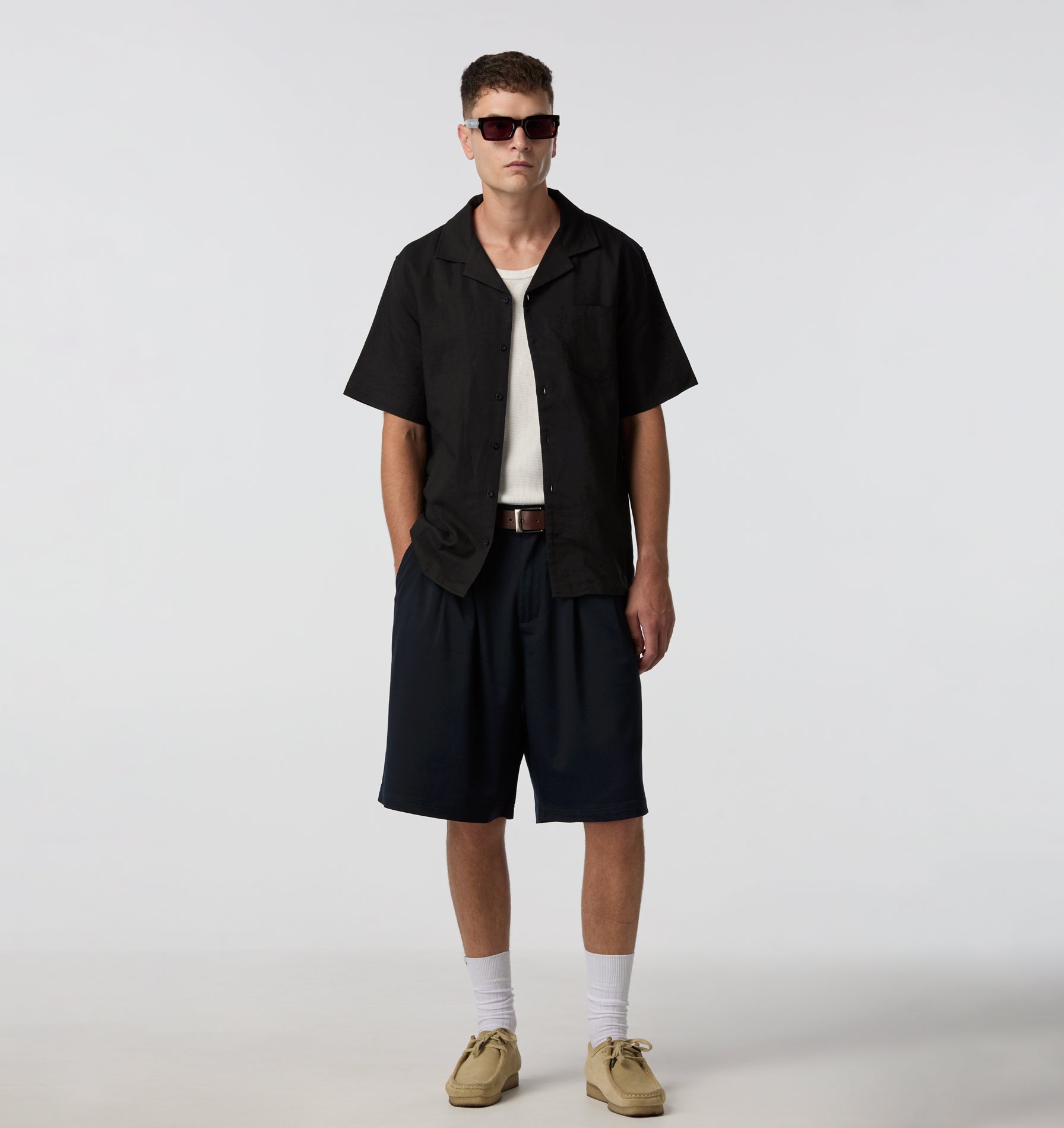 Alby Pleated Short - Navy