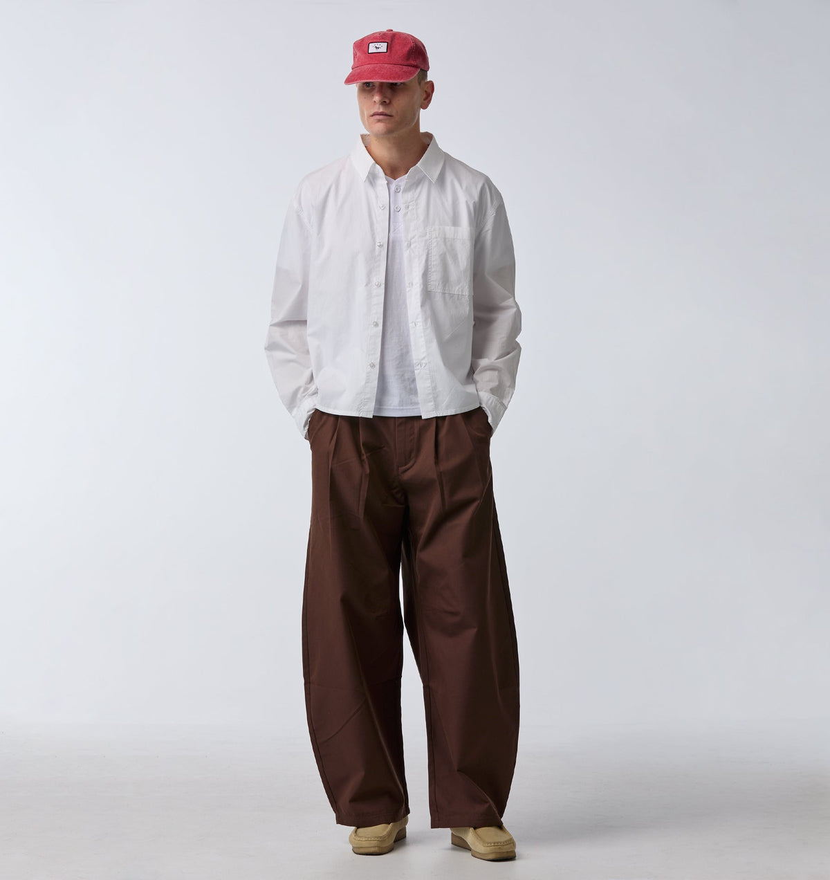 Crop LS Shirt - White Poplin