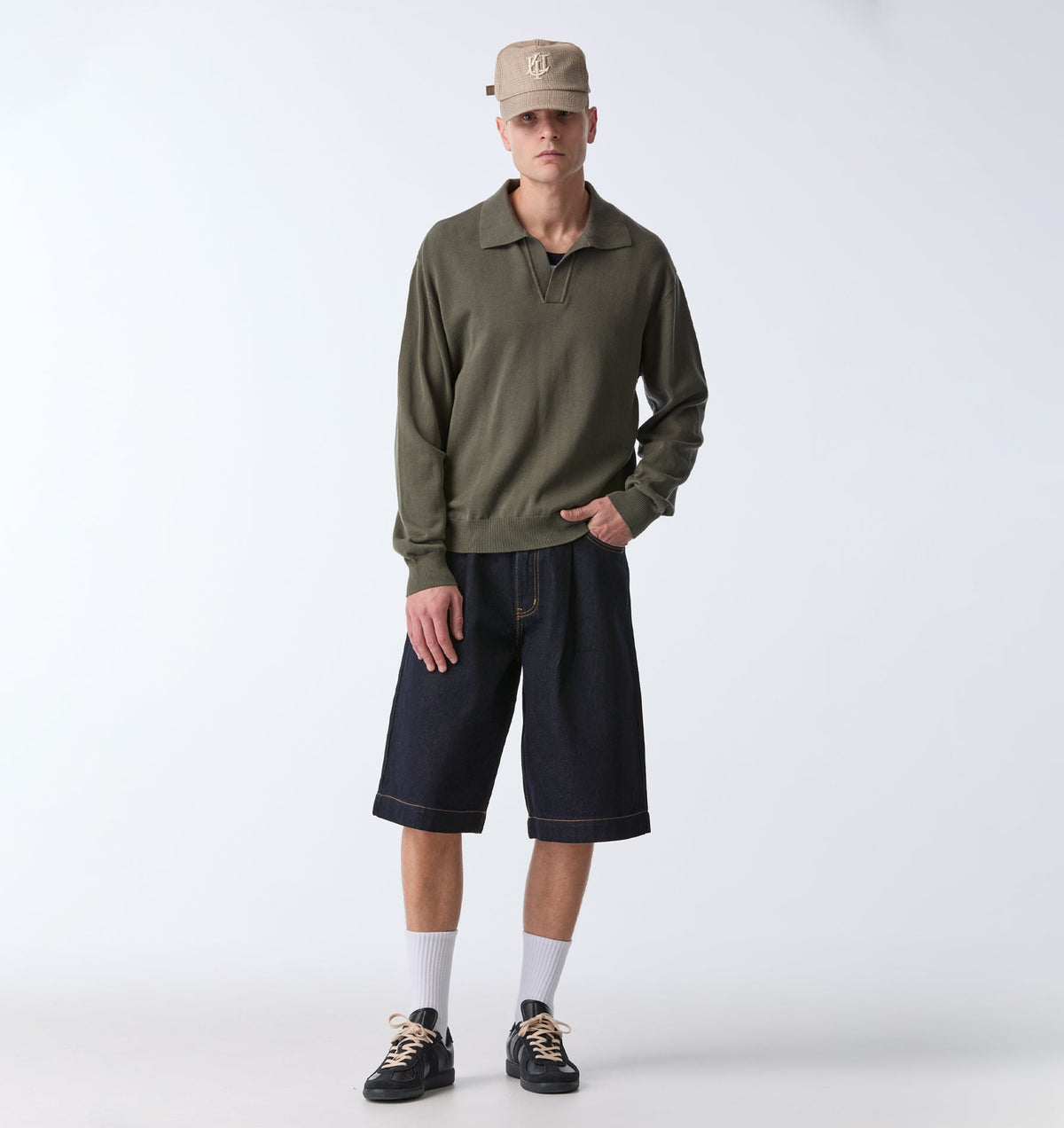 Knit LS Polo - Olive