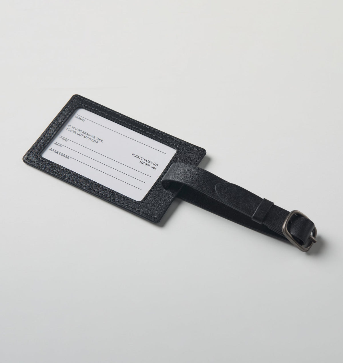 Leather Passport Holder/Luggage Tag - Black