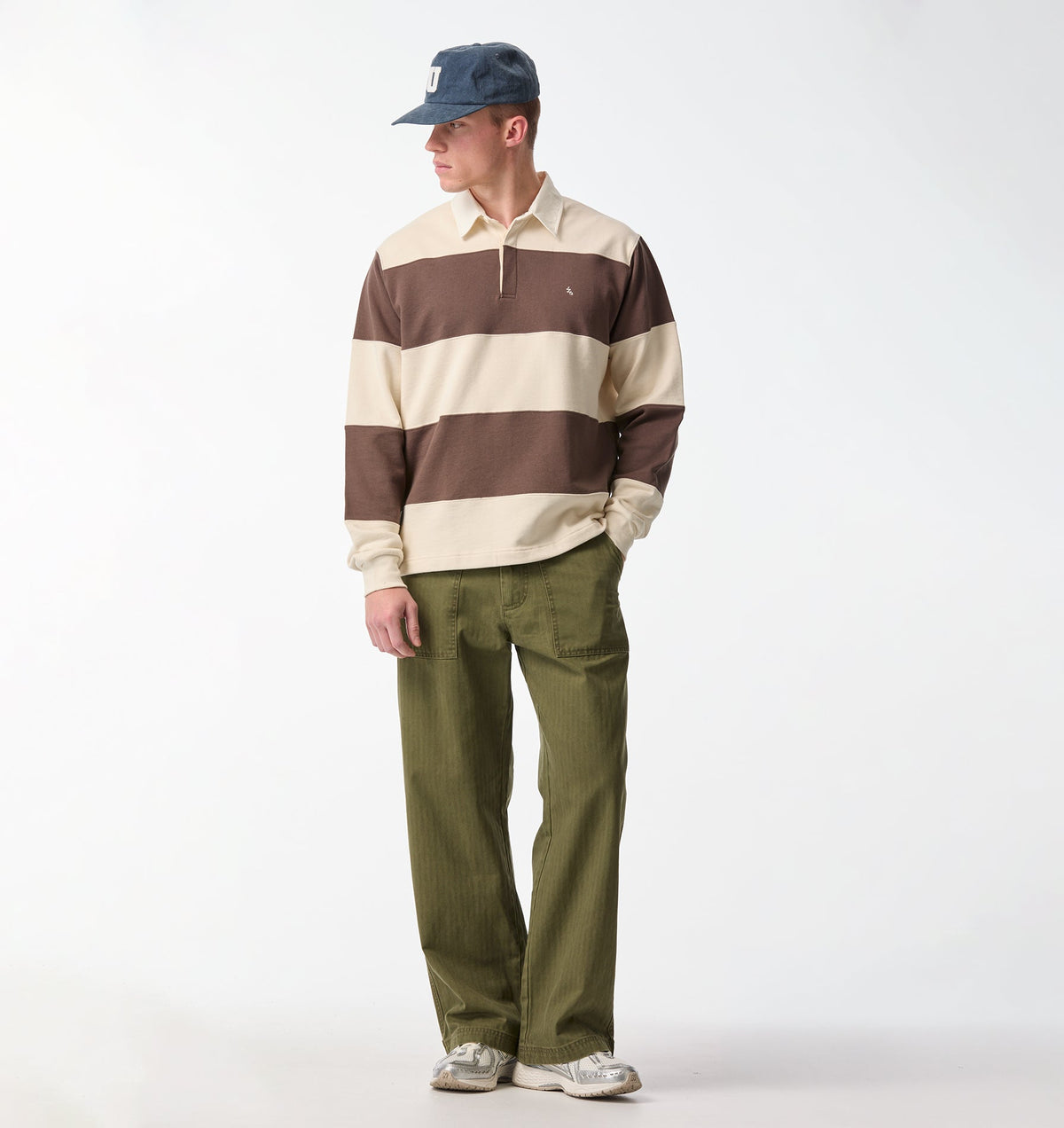 Stripe LS Rugby - Brown/Off White
