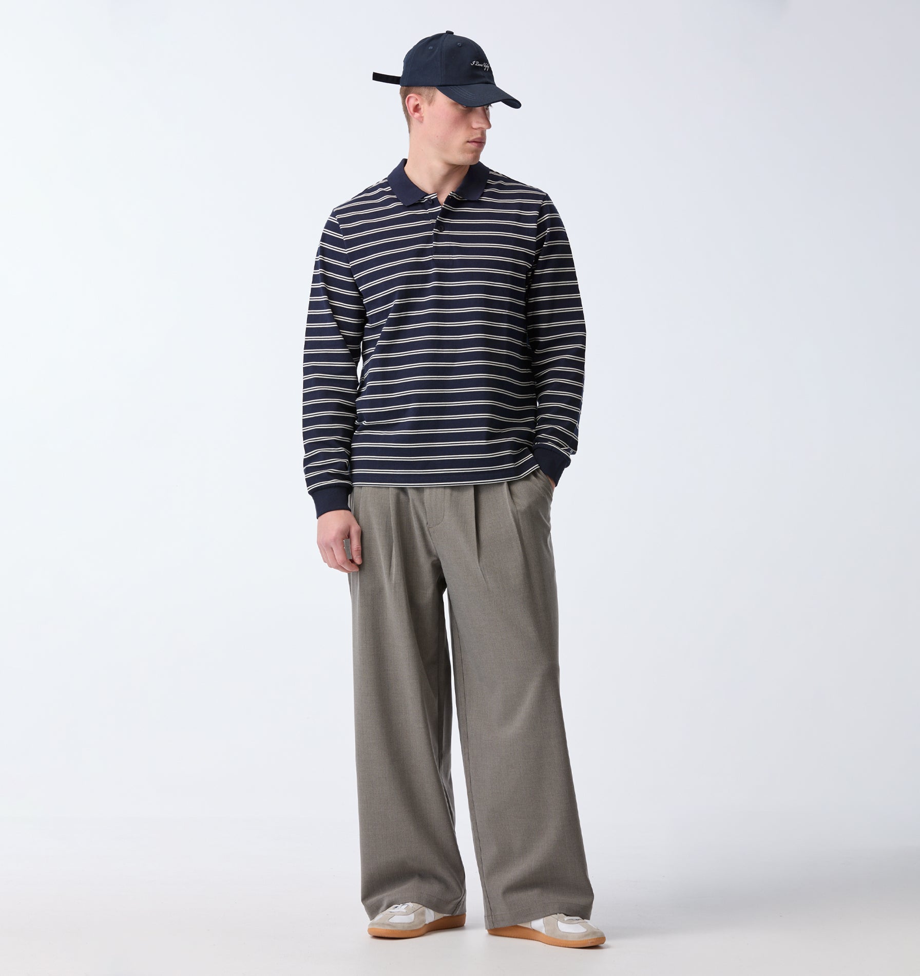 Albert Pleated Pant - Light Mushroom Stripe