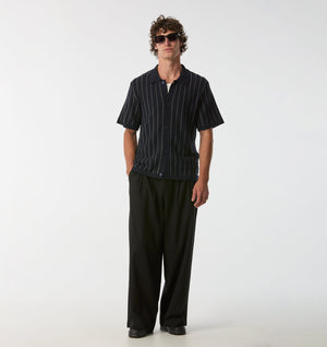 Jasper Knit SS Shirt - Navy Stripe