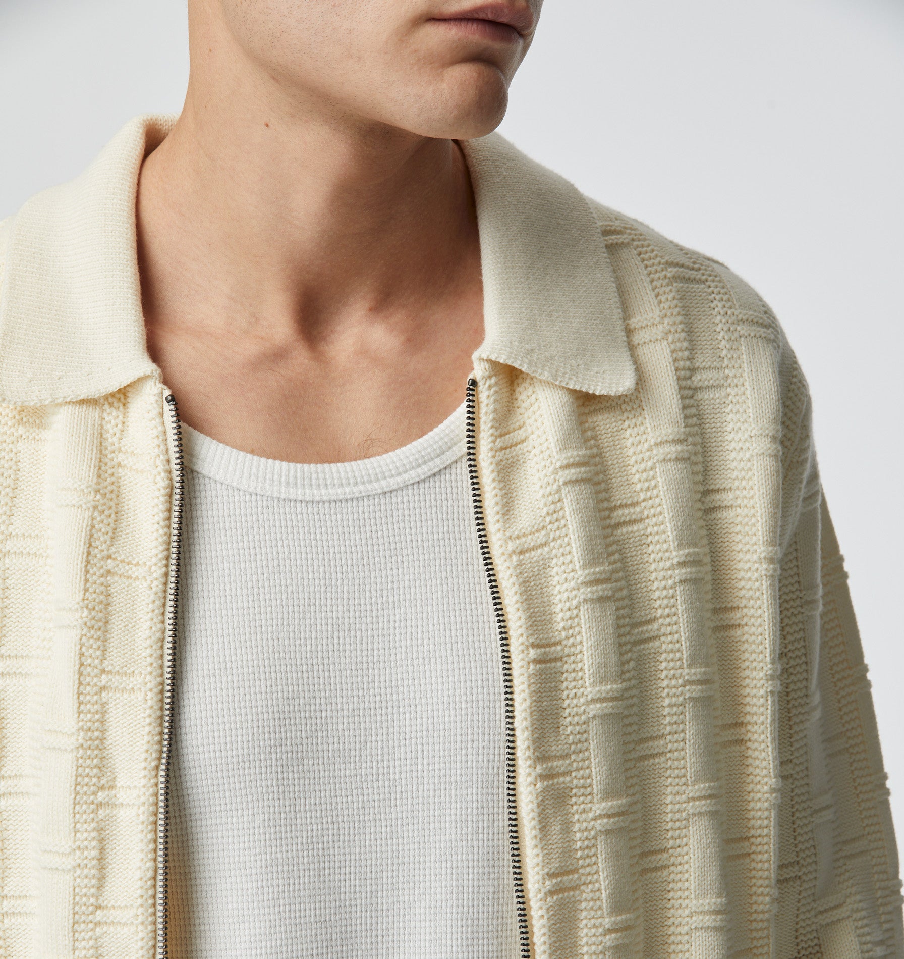 Desmond Zip Cardigan - Off White
