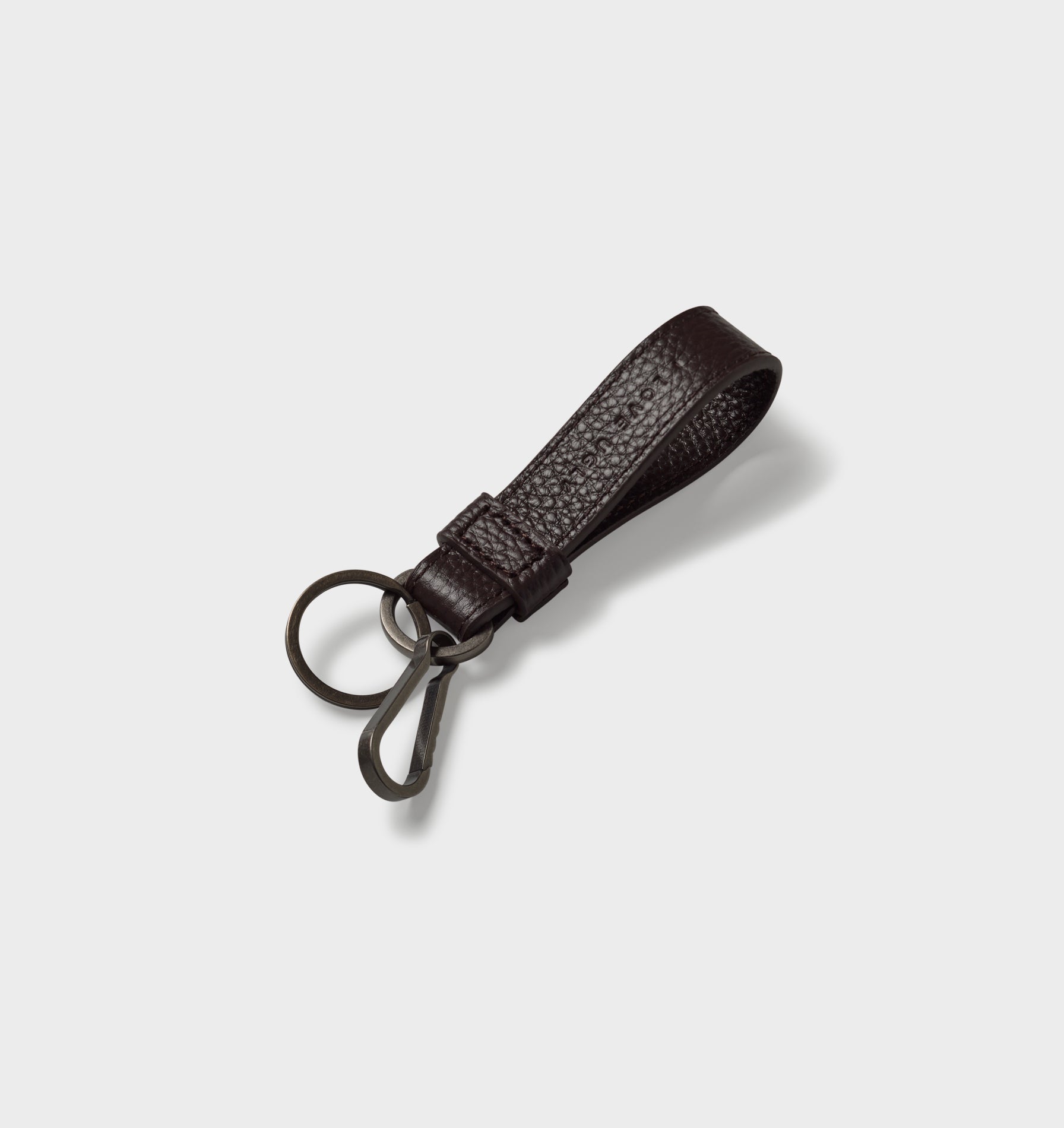 Leather Loop Key Clip - Dark Brown