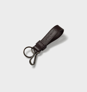 Leather Loop Key Clip - Dark Brown