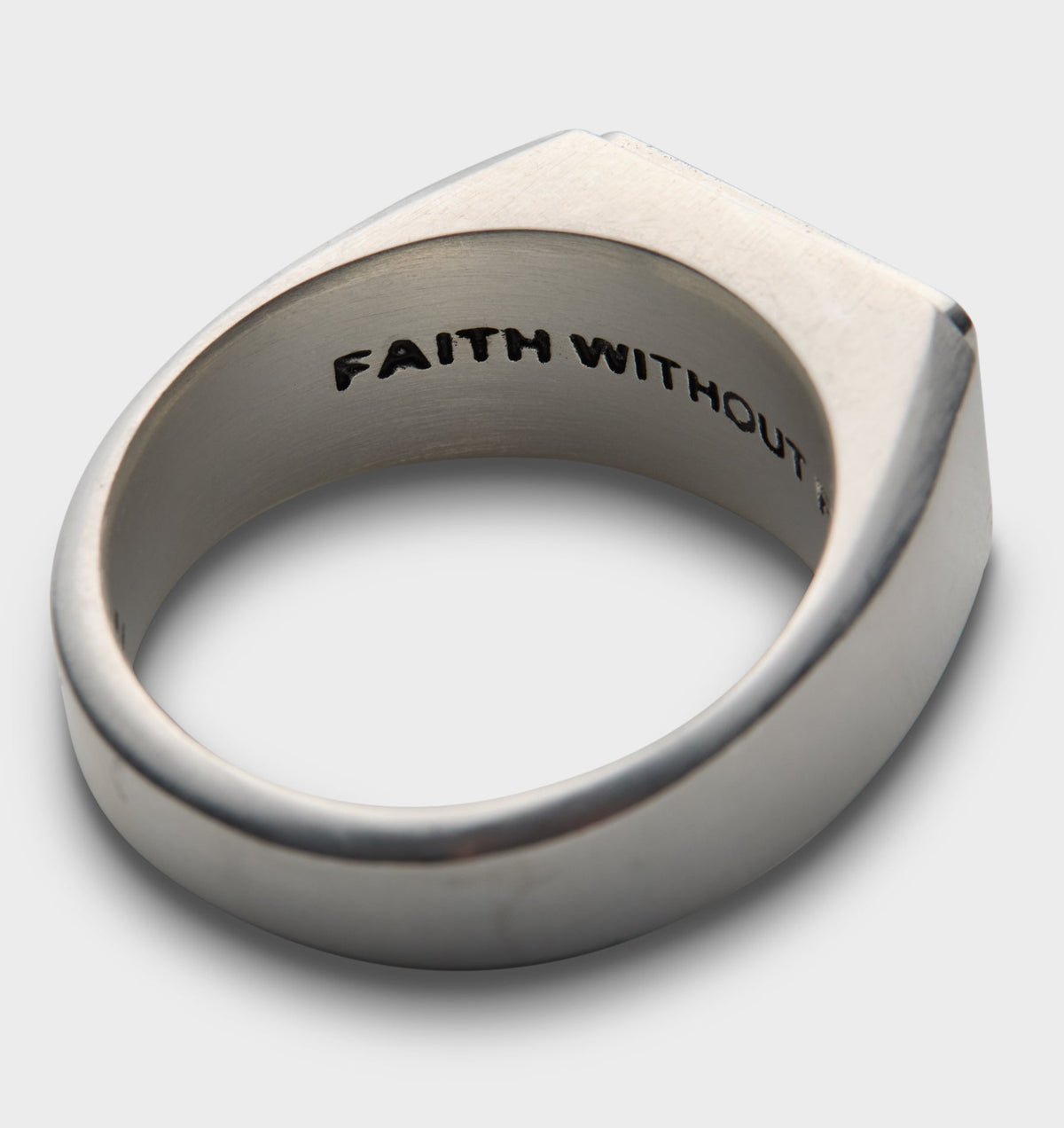 Onyx Signet Ring - White Brass