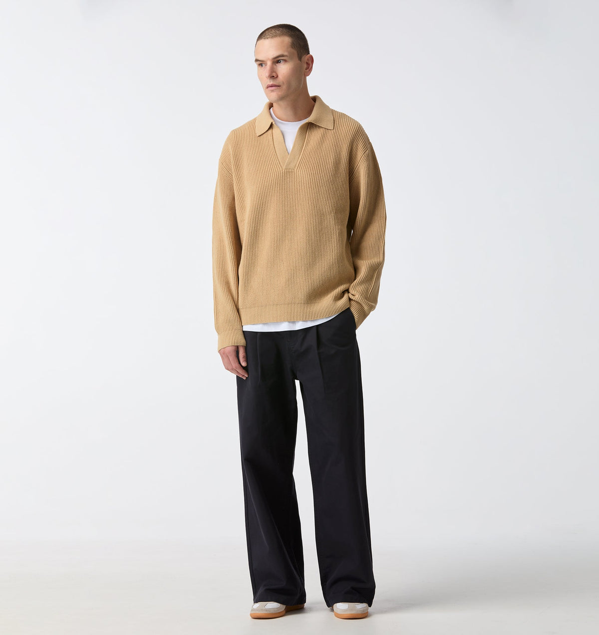 Knit LS Polo - Smokey Mustard