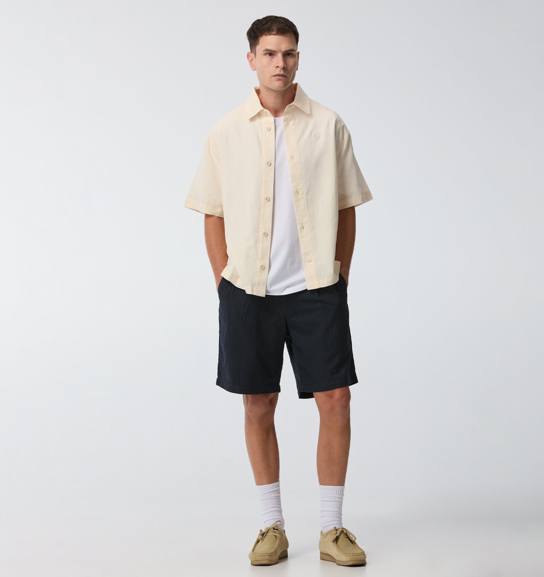 Linen Dawson Boxy SS Shirt - Bone