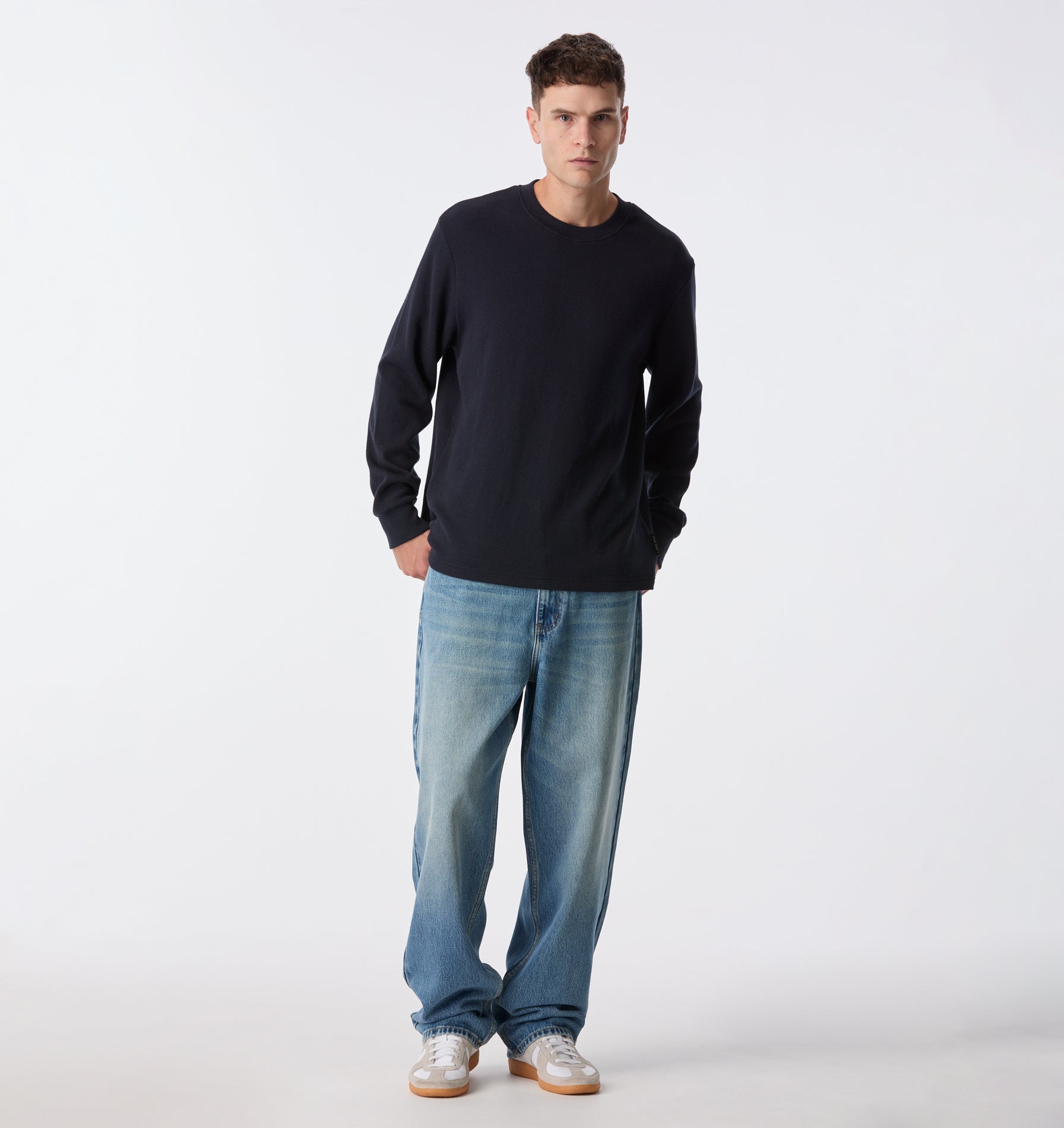 Waffle LS Tee - Midnight Navy