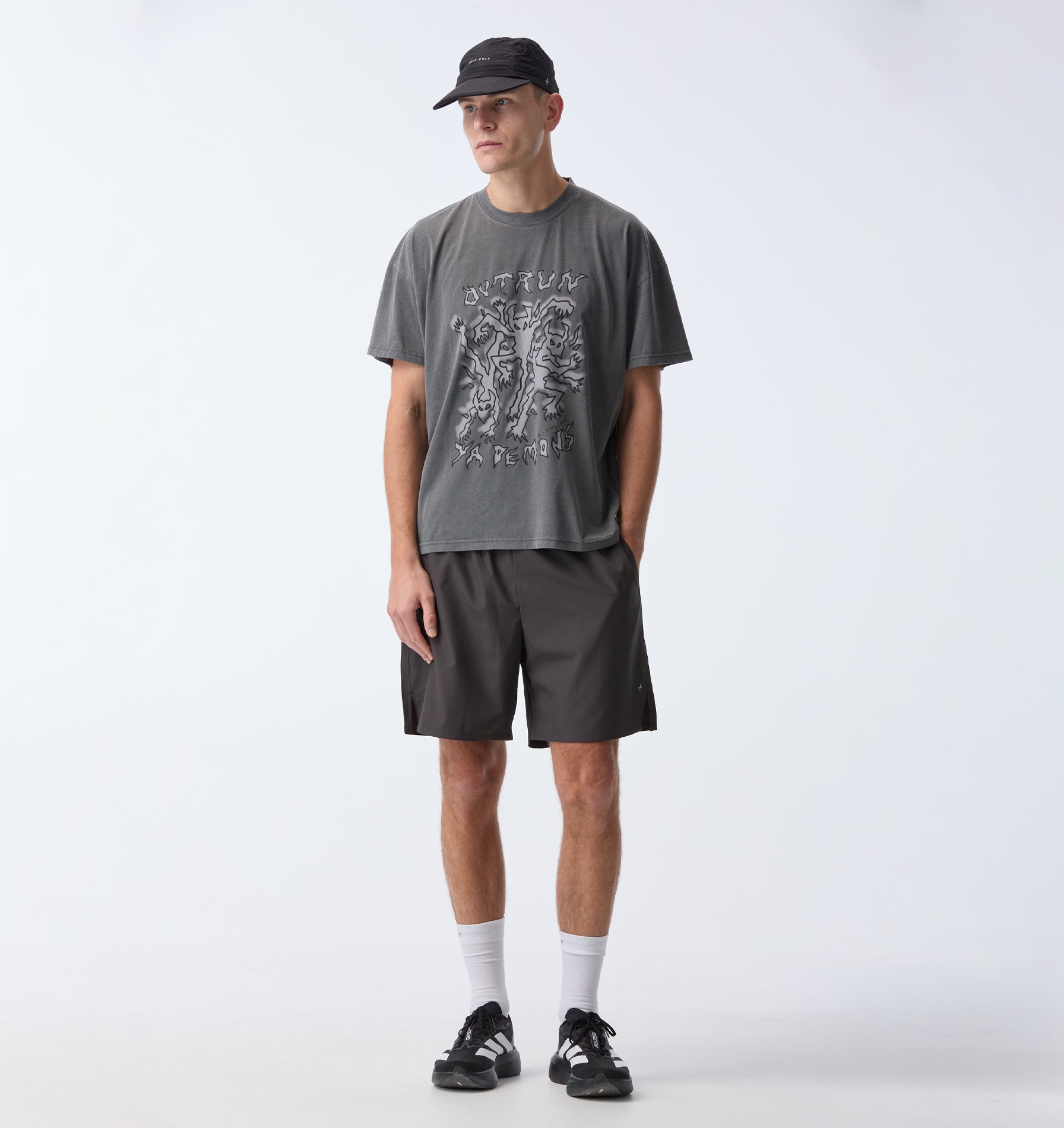 Demon Active Crop Tee - Washed Black