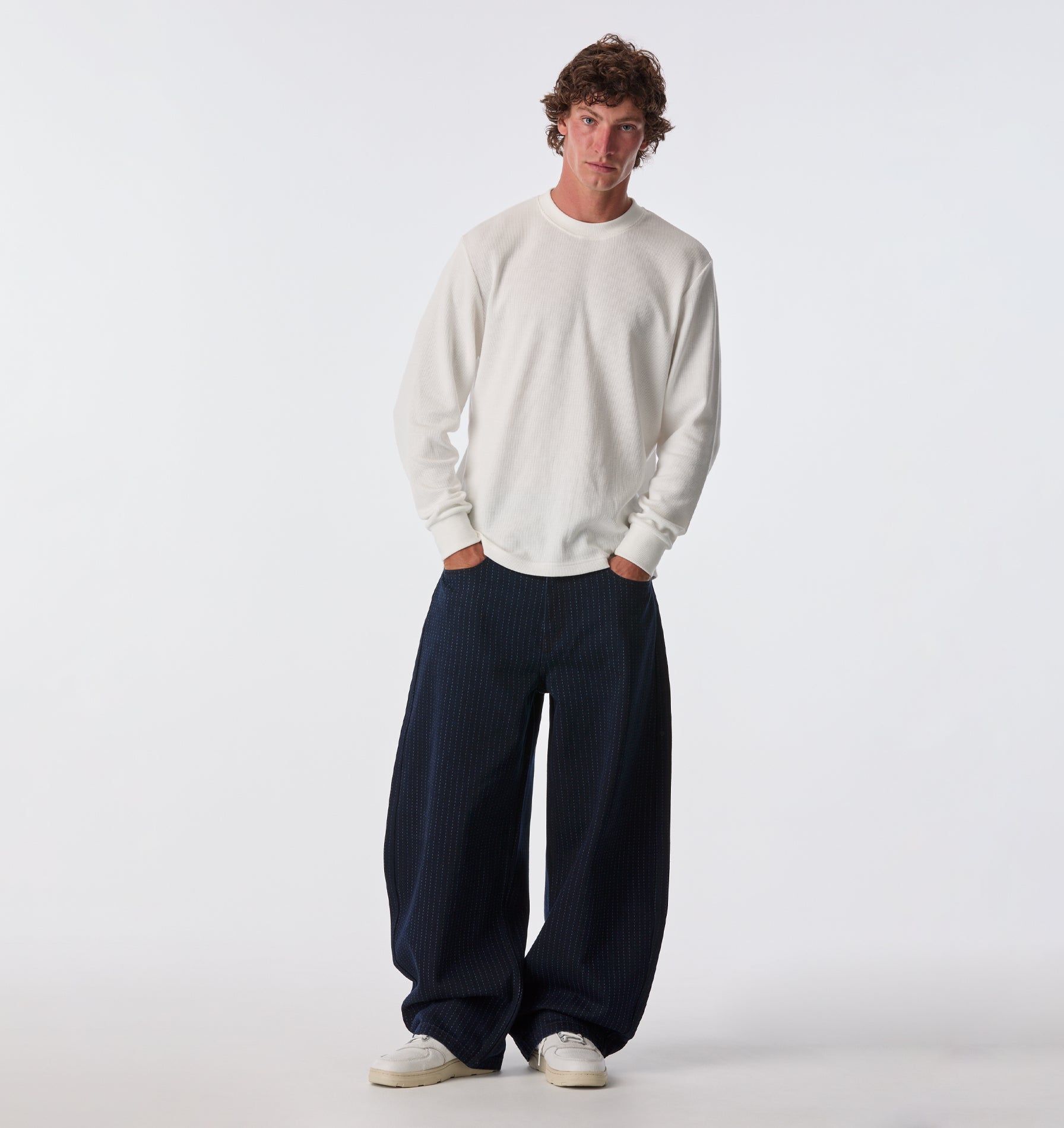 Waffle LS Tee - White