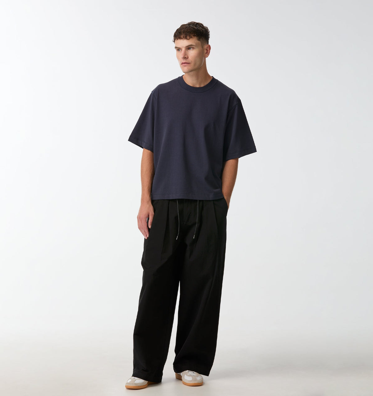 Crop Box Tee - Washed Navy
