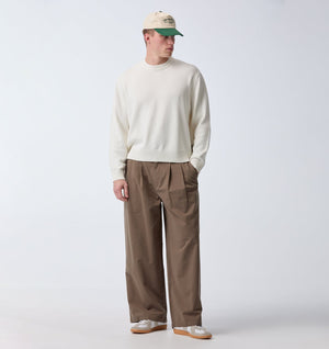 Cotton Albert Pleated Pant - Mushroom