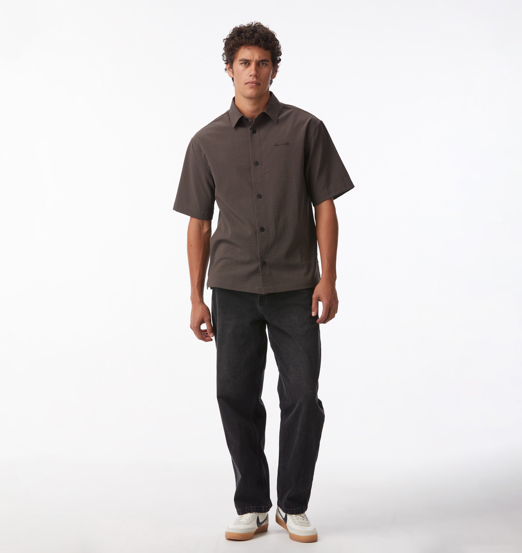 Dawson Boxy SS Shirt - Brown Check