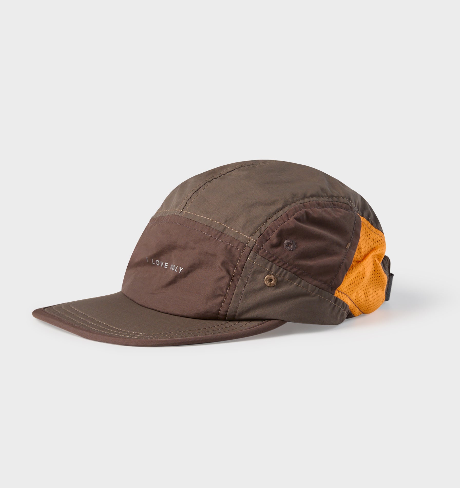 Active 5 Panel Cap - Brown/Black/Orange