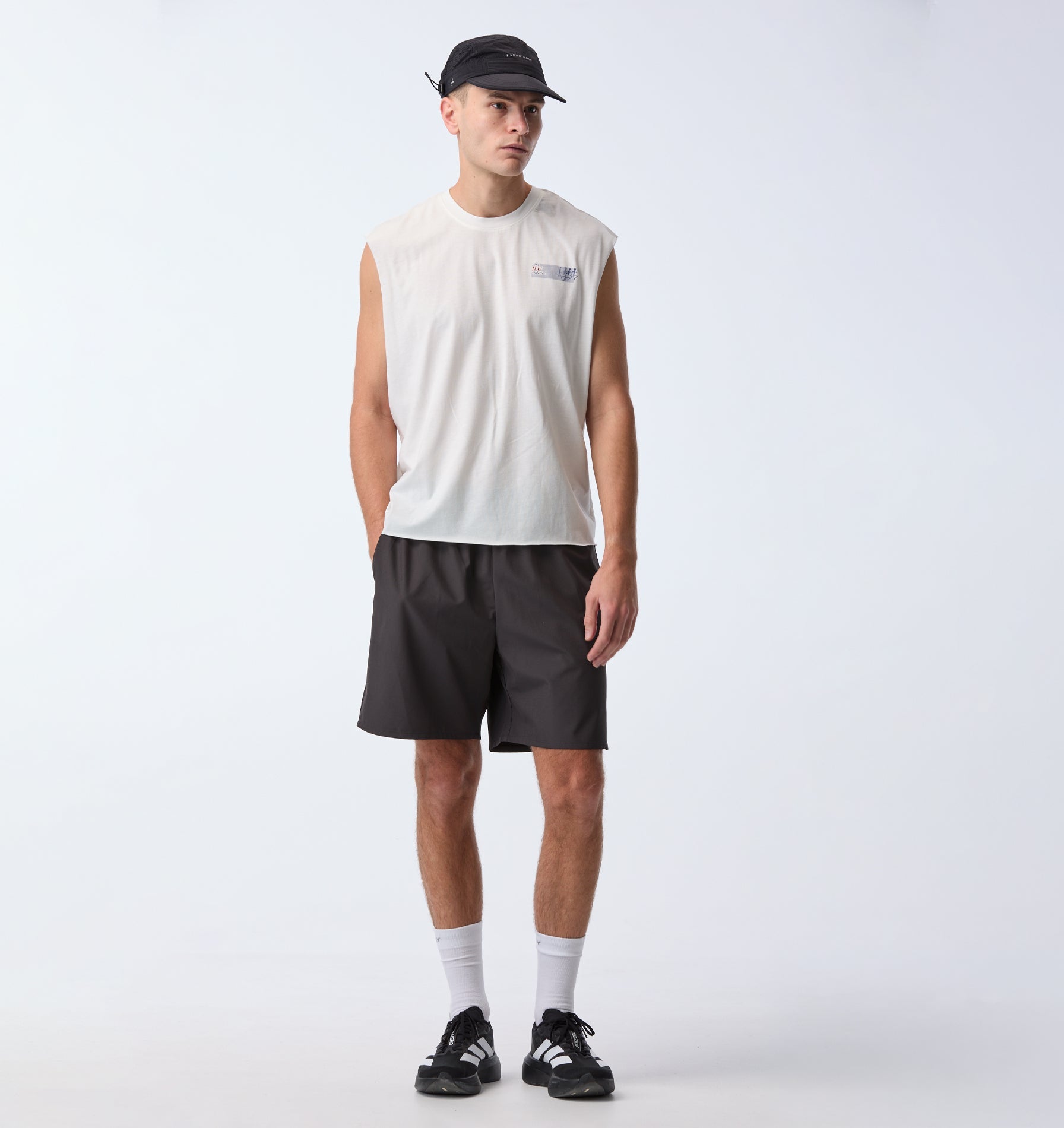 Skeleton Cotton Athletic Crop Tank - Aged White