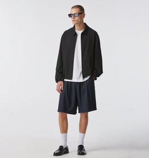 Alby Pleated Short - Blue Pinstripe