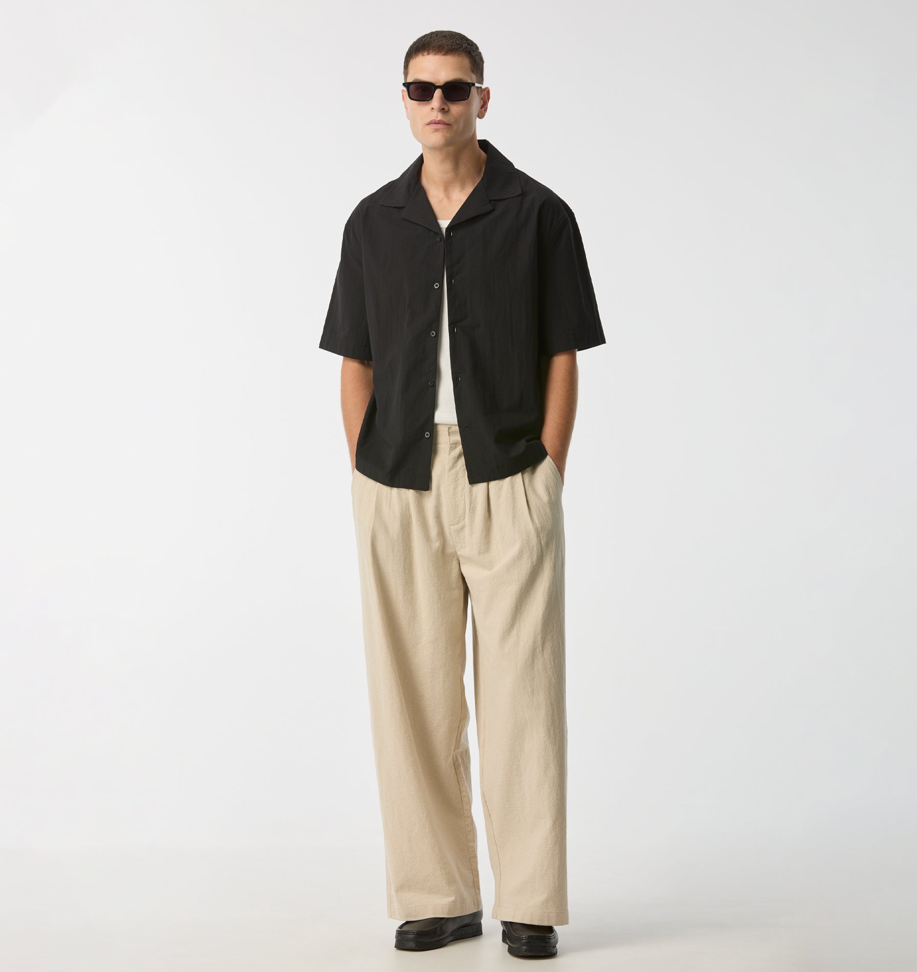 Box Cuban Collar Shirt - Vintage Black