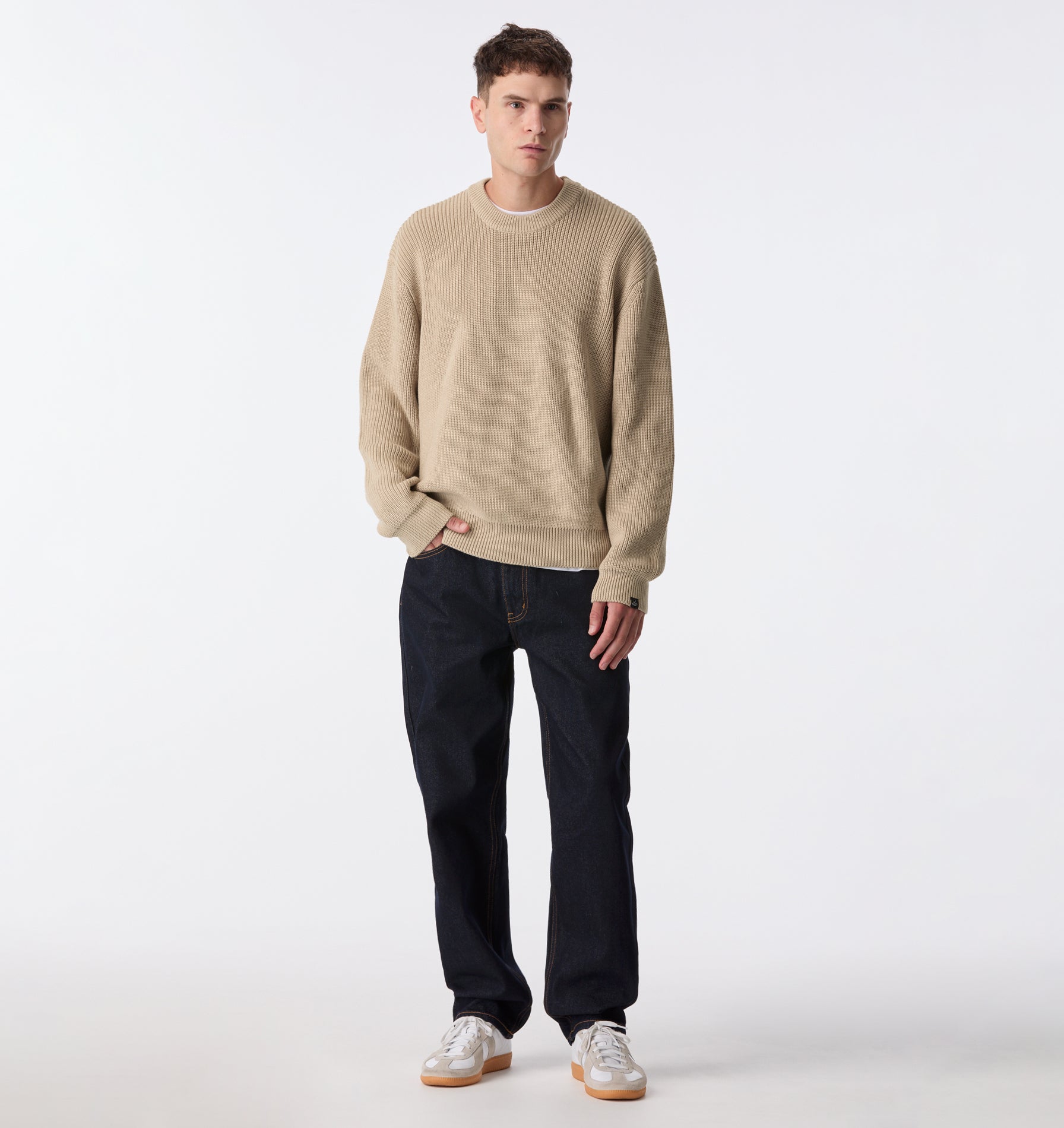 Cropped Knit Sweater - Bone