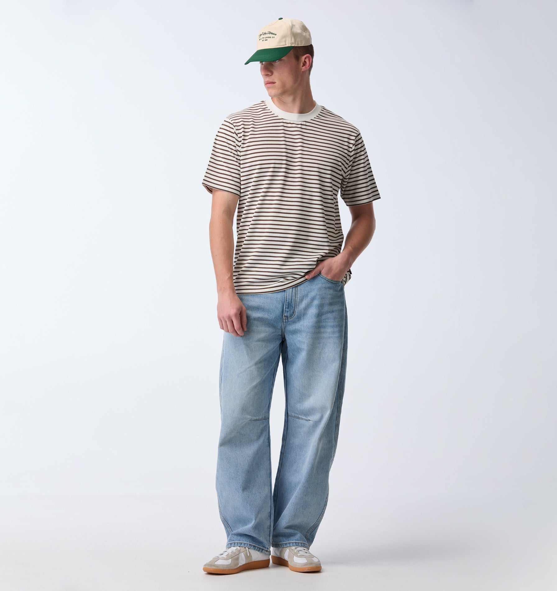 Uniform Paper Tee - Off White/ Brown Stripe
