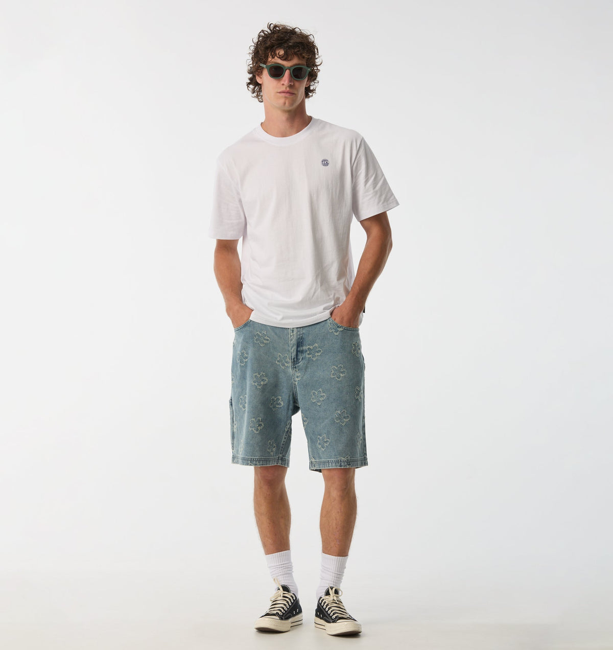 Floral Clean Carpenter Short - Vintage Blue