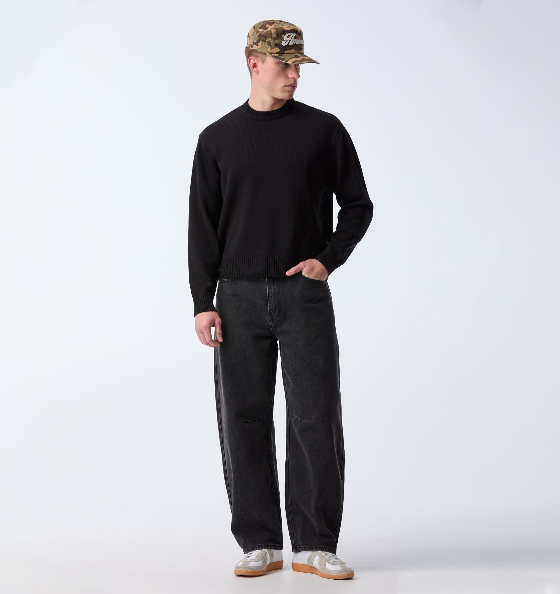Barrel Leg Denim - Washed Black