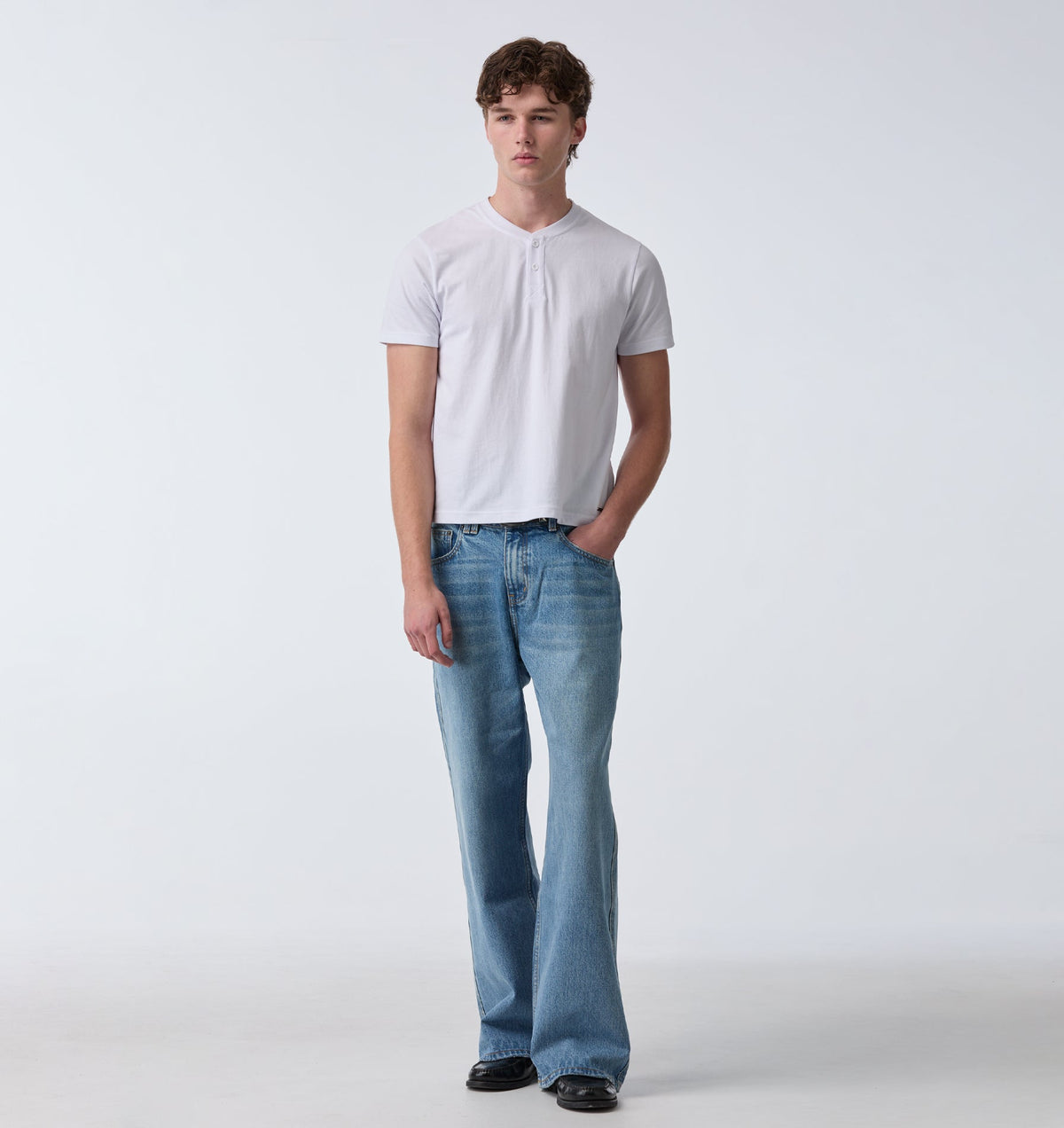 Henley Muscle Tee - White