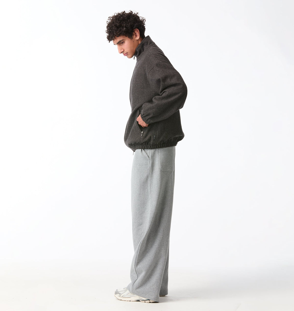 Funnel Neck Jacket - Charcoal Tweed