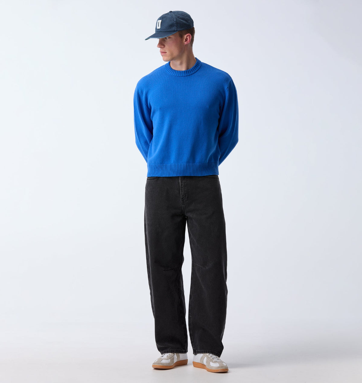 Midweight Crop Knit Sweater - Cobalt