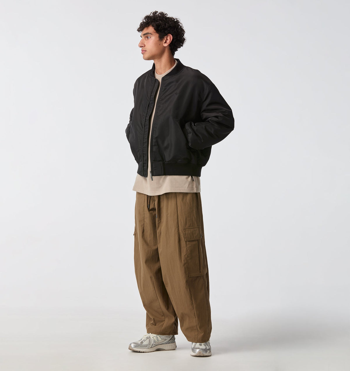 Nylon Bomber Jacket - Black