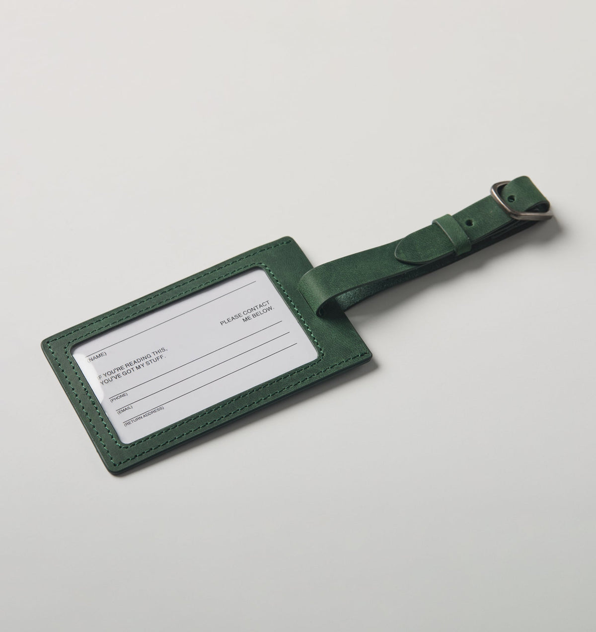 Leather Passport Holder/Luggage Tag - Green