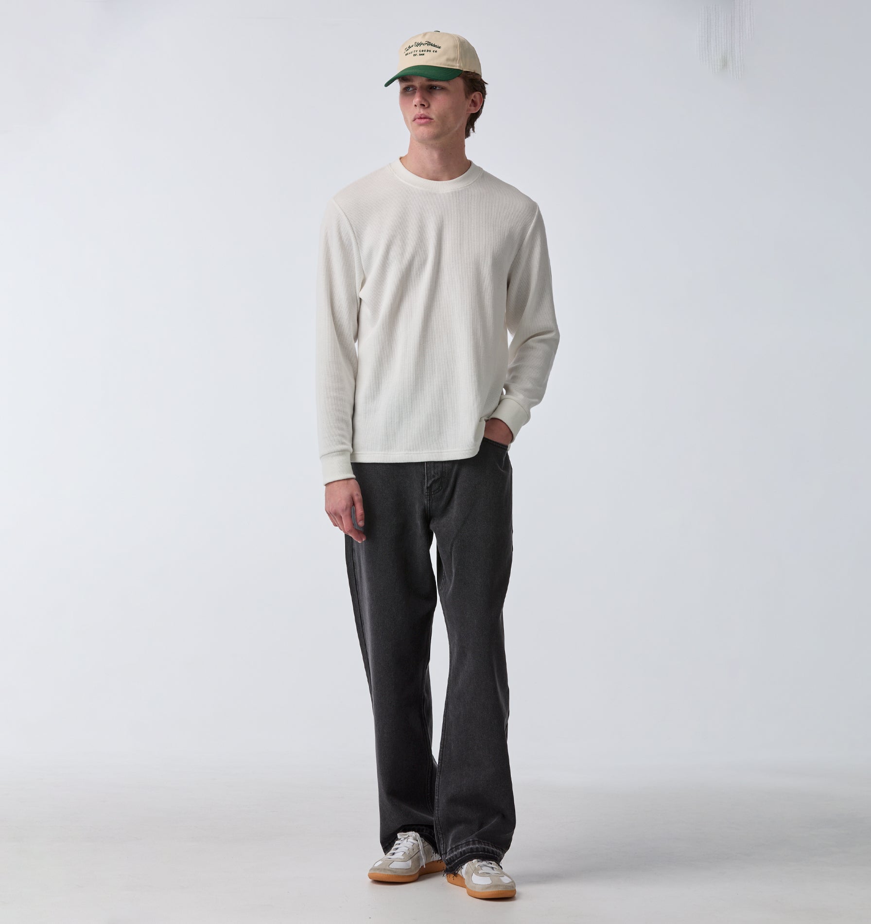 Raw Hem Edgar Wide Denim - Washed Black