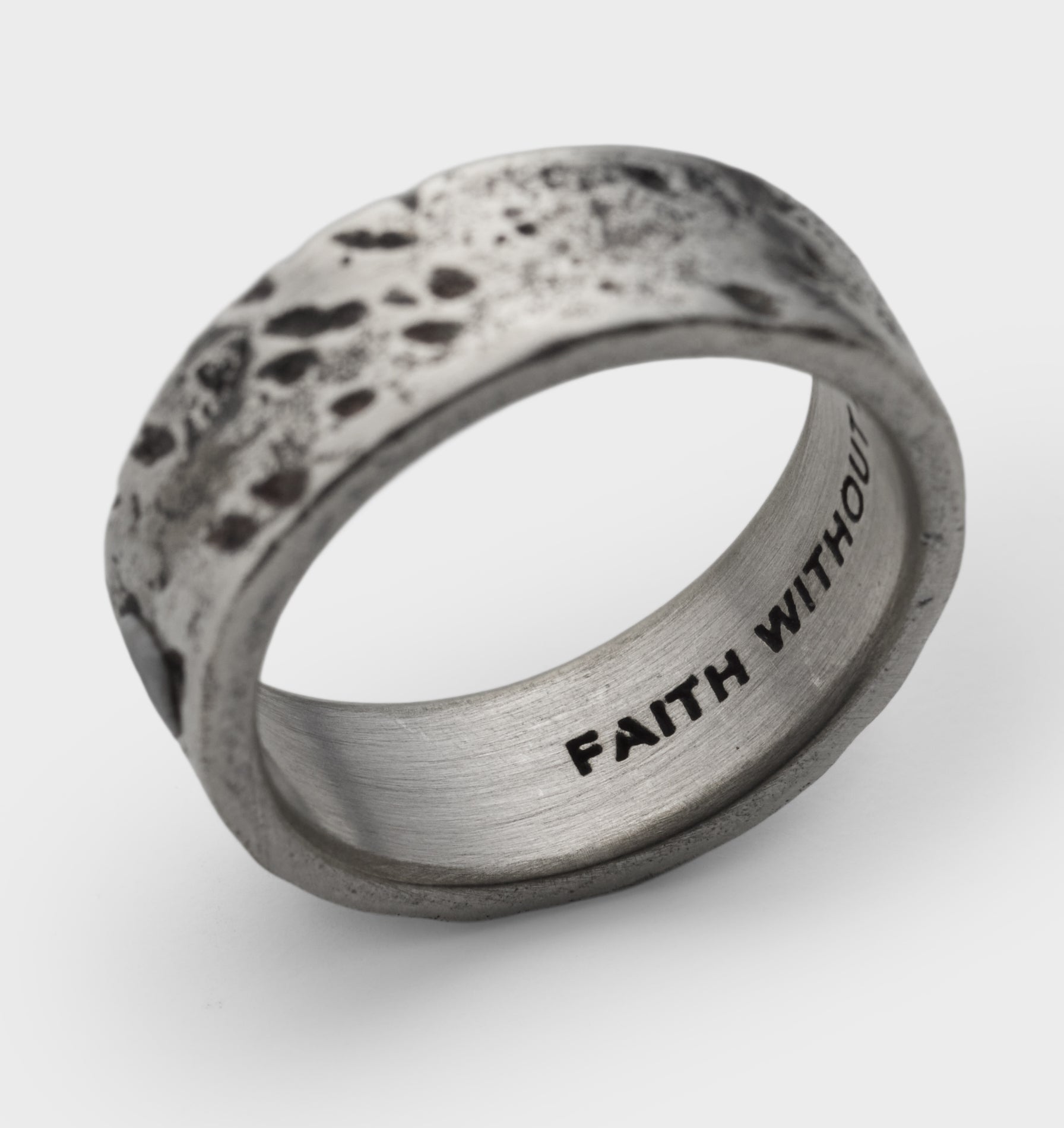 Distressed Band Ring  - White Brass