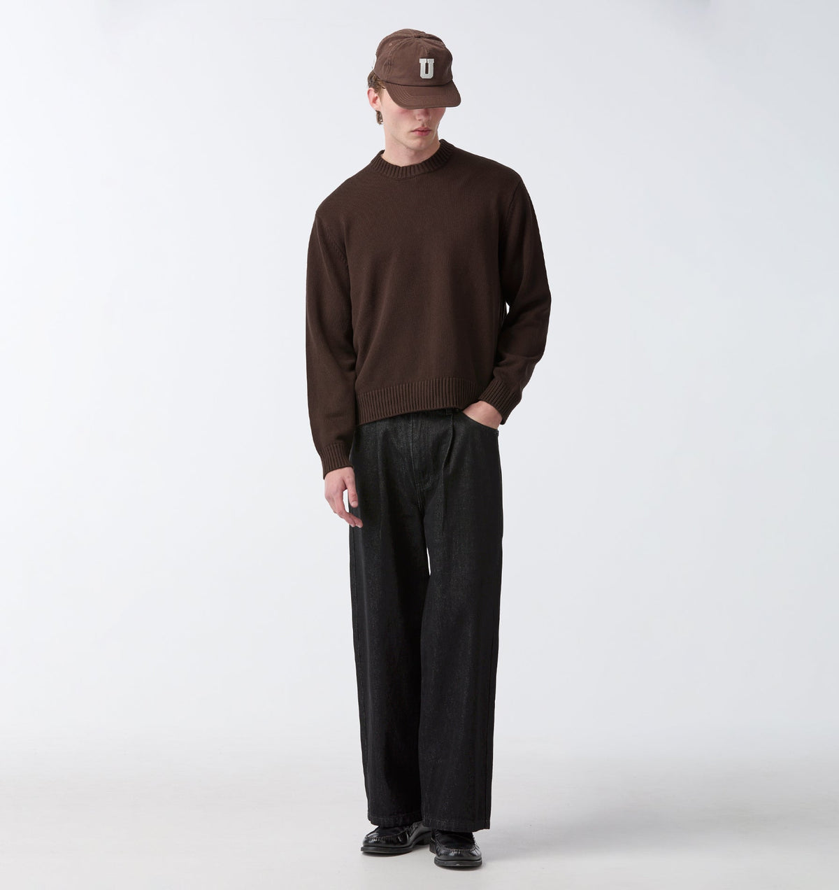Midweight Crop Knit Sweater - Espresso