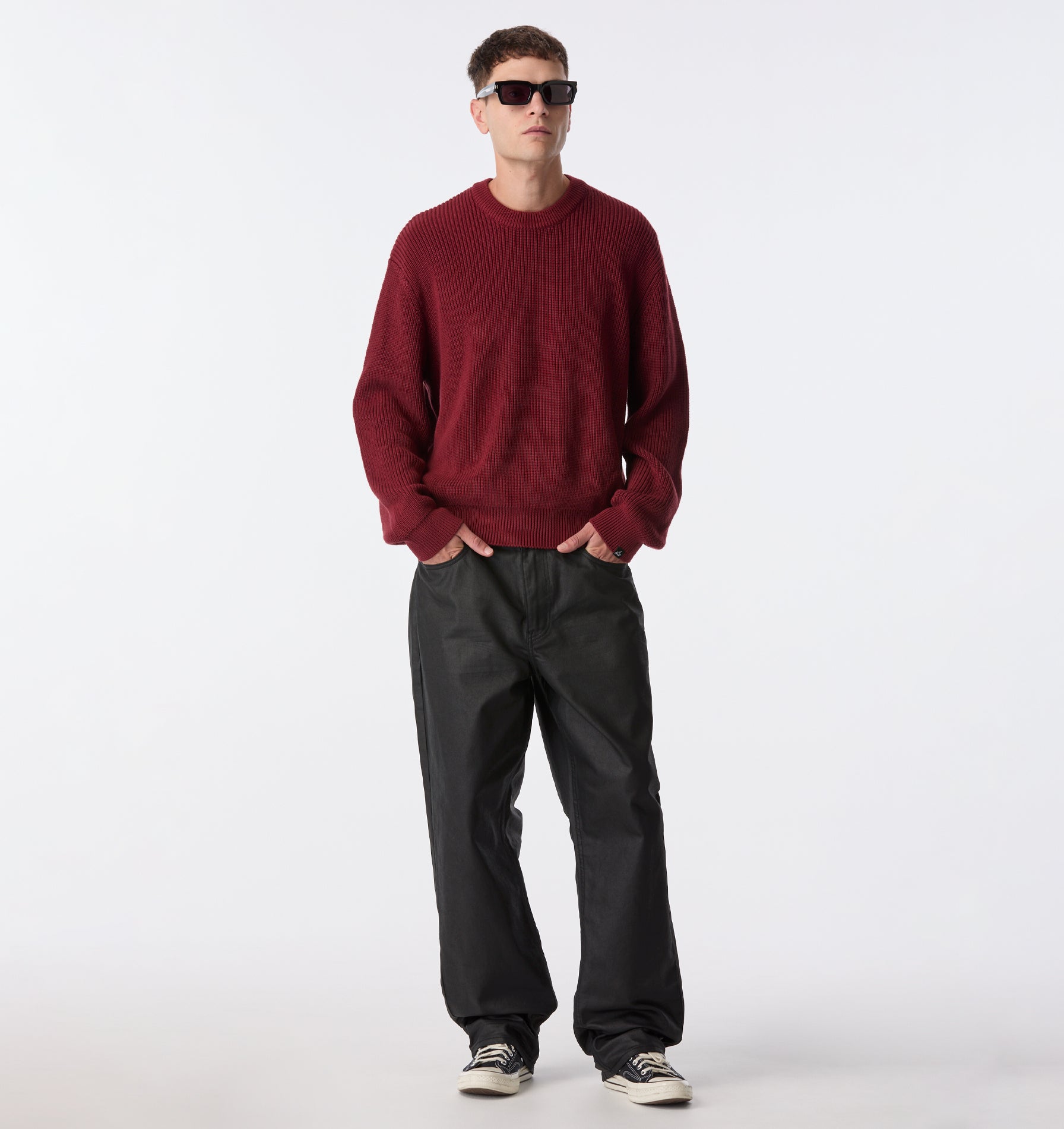 Edgar Wide Denim - Coated Black
