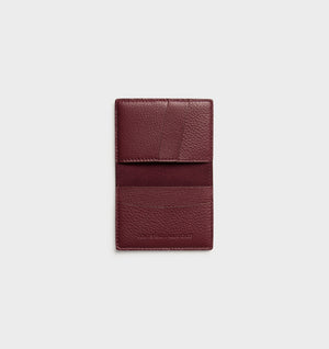 Leather Fold Card Holder - Burgundy