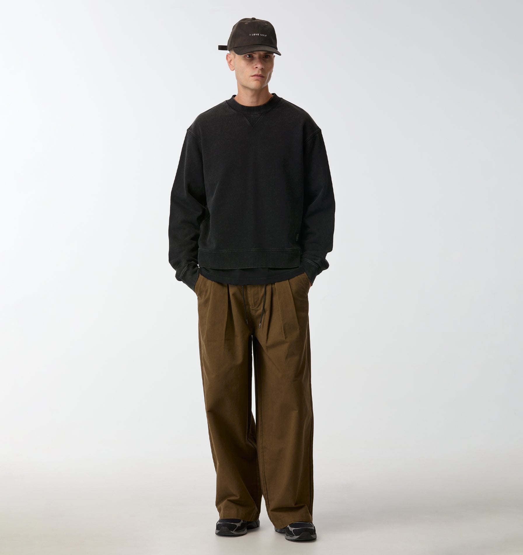 Wide Leg Pleat Pant - Khaki