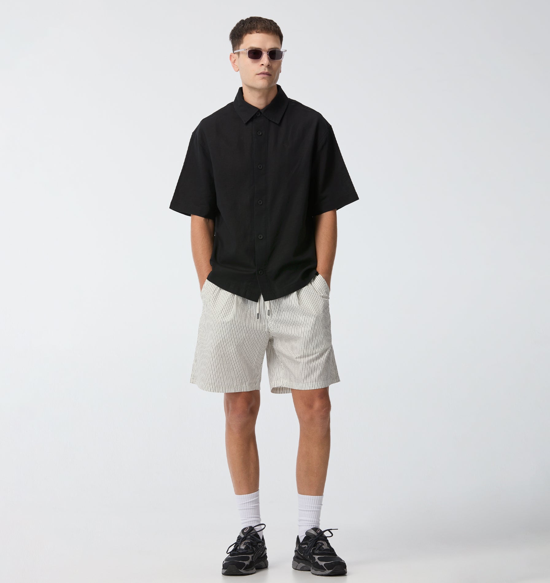 Linen Dawson Boxy SS Shirt - Black