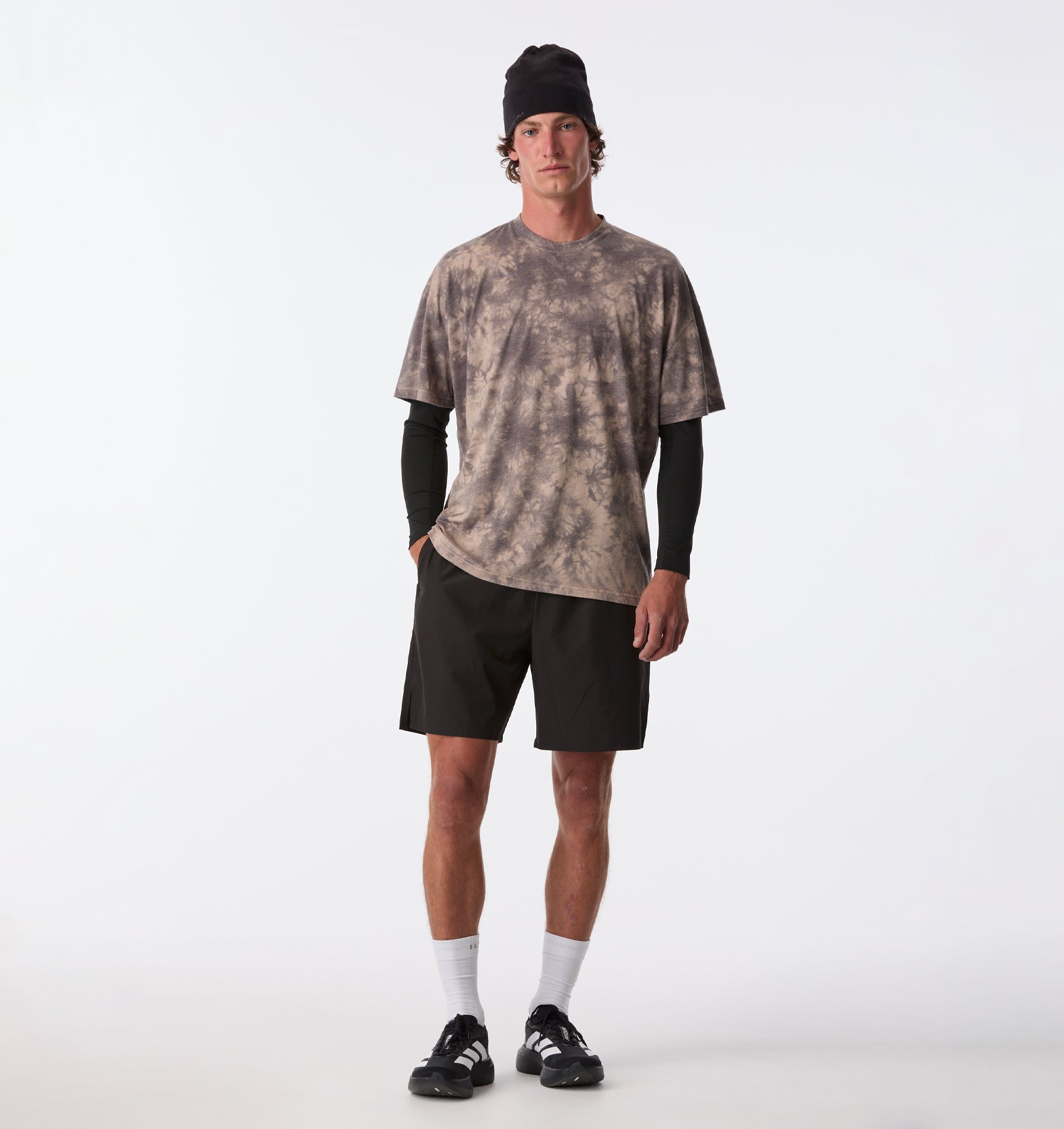 Active Cotton Box Tee - Brown Tie Dye