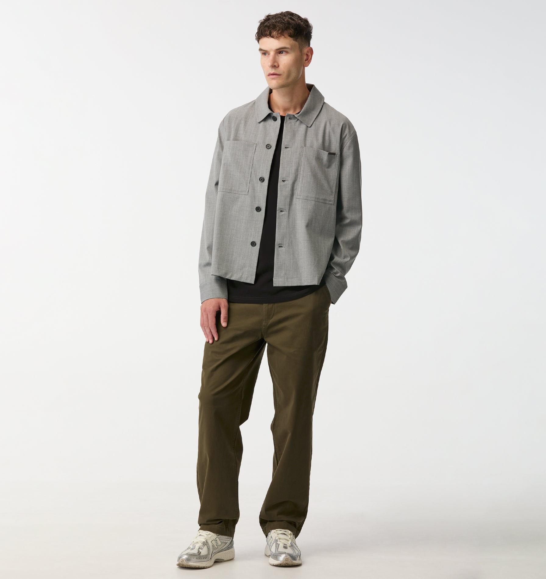 Tailored Overshirt - Grey Pinstripe
